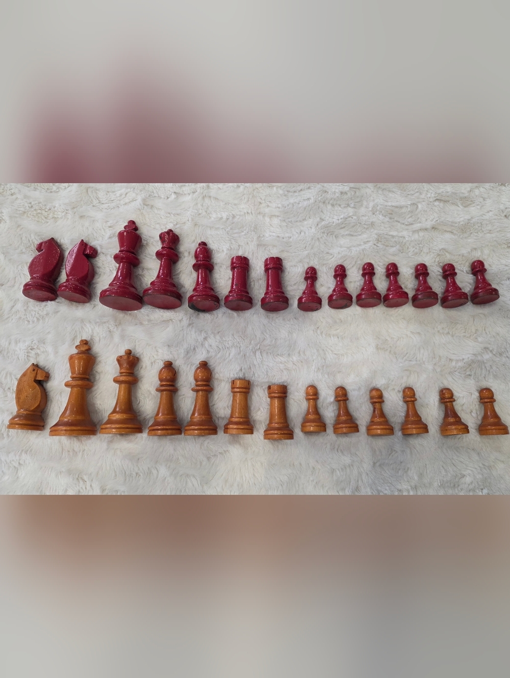 27pc Vintage Wood Carved Chess Pieces (AS IS)